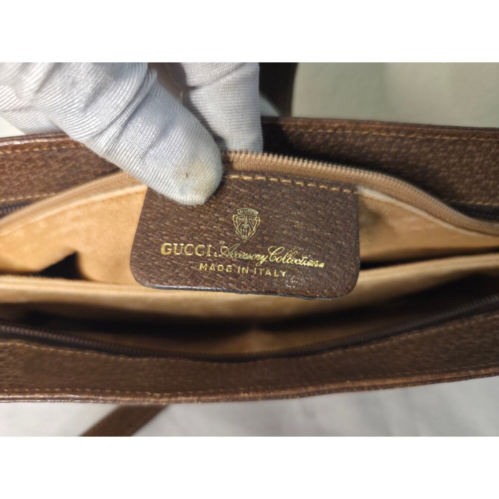Gucci GG Supreme Web Stripe Crossbody Messenger Bag Ophidia Vintage Leather Trim - Picture 12 of 15